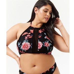 Forever 21 Plus Size Bikini Halter Top Floral Print Size 3X